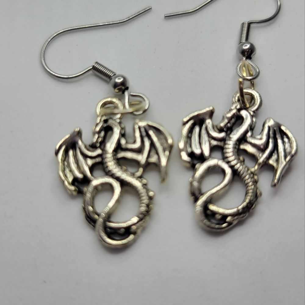 Dragon charm earrings